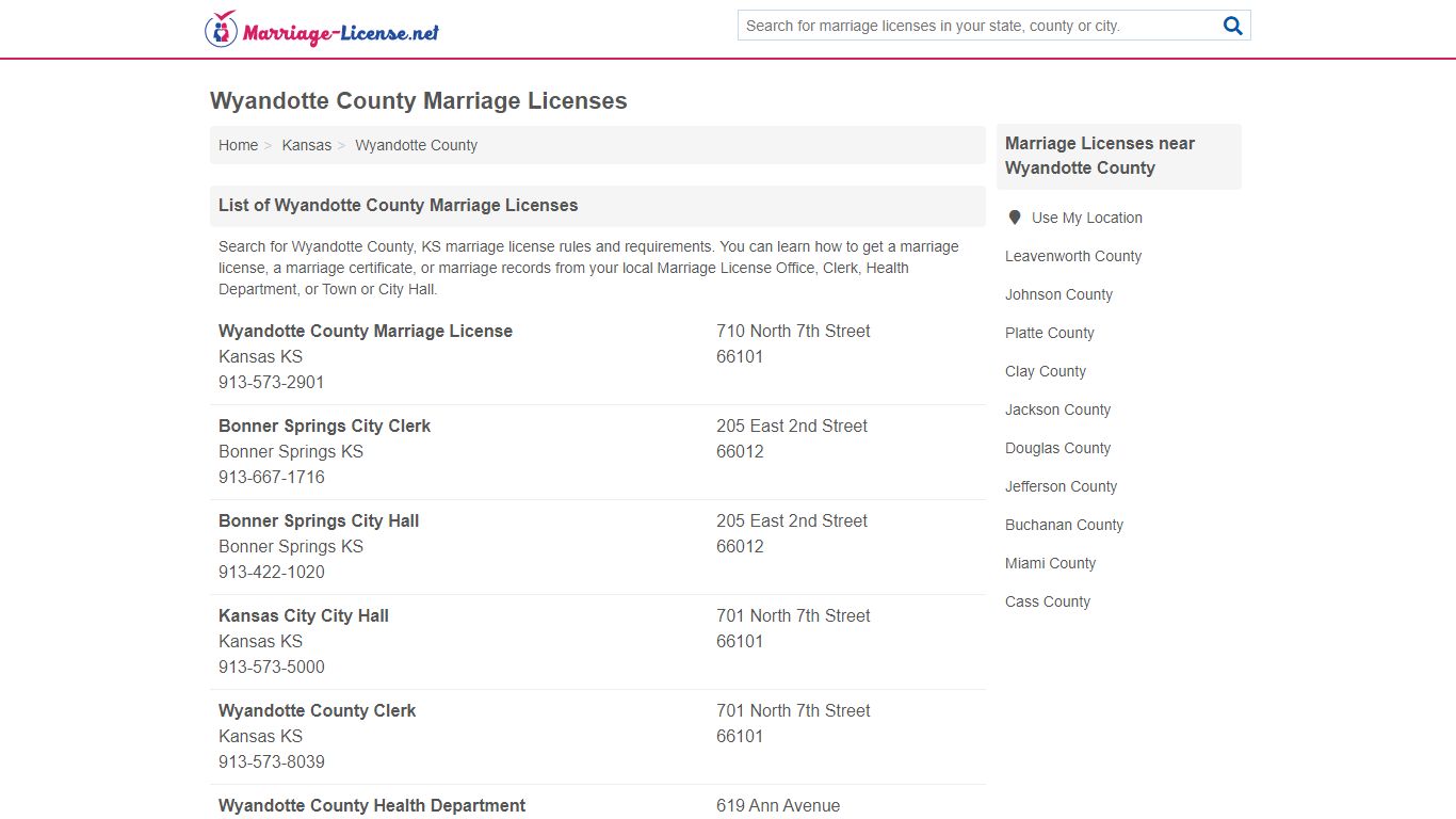 Wyandotte County Marriage Licenses